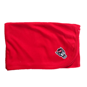 NC State Wolfpack Red Wolfhead Baby Blanket