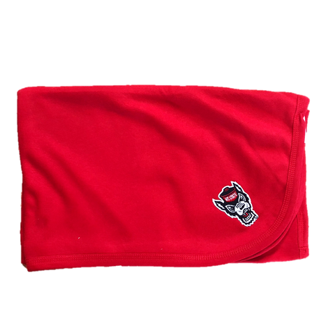 NC State Wolfpack Red Wolfhead Baby Blanket