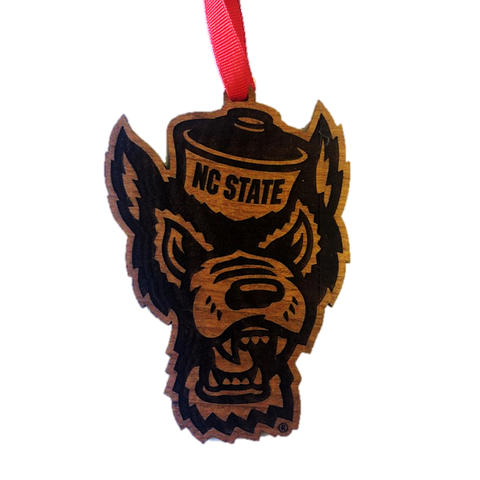 NC State Wolfpack Wolfhead Cutout Christmas Ornament
