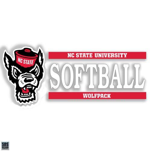 NC State Wolfpack Wolfhead Softball Vinyl Decal