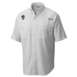 NC State Wolfpack Columbia White Wolfhead Tamiami Button Down Shirt