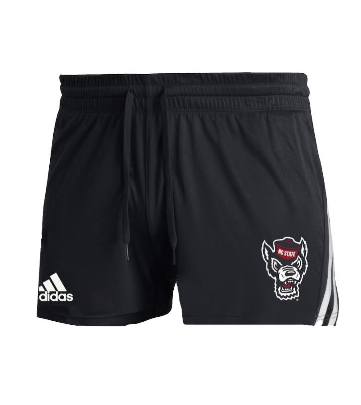 NC State Wolfpack adidas Women's Black 3 Stripe Training Shorts