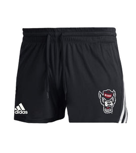 NC State Wolfpack adidas Women's Black 3 Stripe Training Shorts