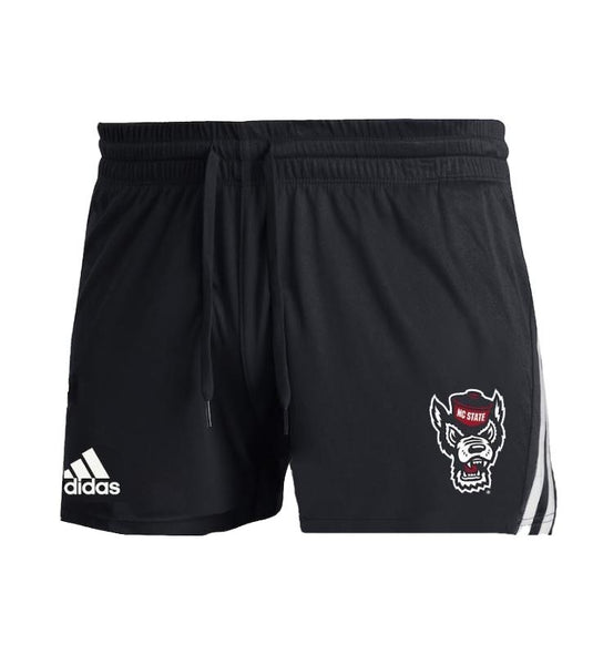NC State Wolfpack adidas Women's Black 3 Stripe Training Shorts