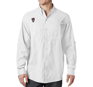 NC State Wolfpack Columbia White Wolfhead Tamiami II Long Sleeve Button Down Shirt