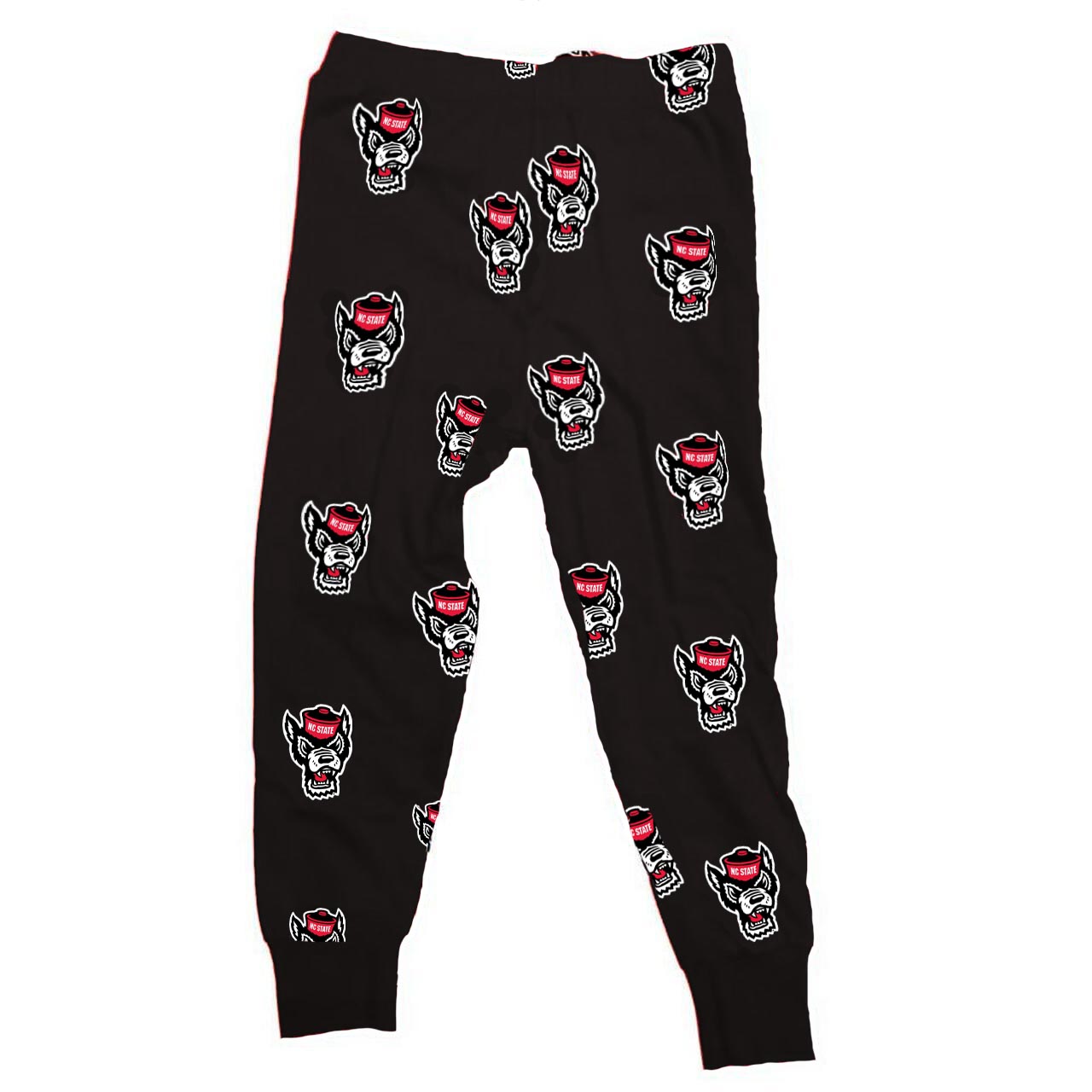 NC State Wolfpack Wes and Willy Toddler and Kids Black Wolfhead All Over Pajama Pants