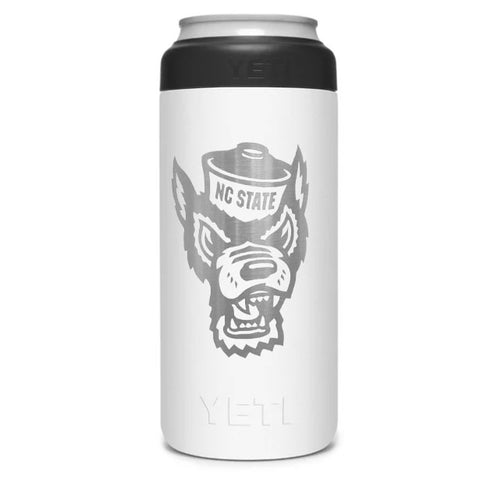 NC State Wolfpack Yeti White Wolfhead 12oz Slim Can Colster