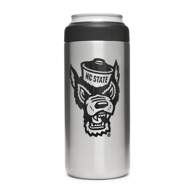 NC State Wolfpack Yeti Silver Wolfhead 12oz Slim Can Colster