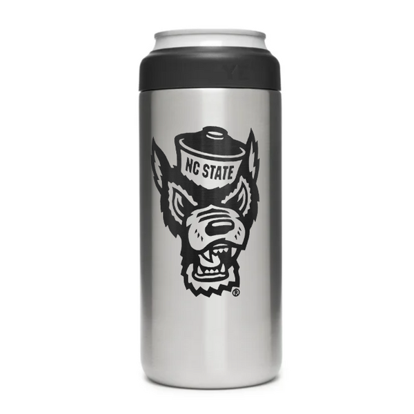 NC State Wolfpack Yeti Silver Wolfhead 12oz Slim Can Colster