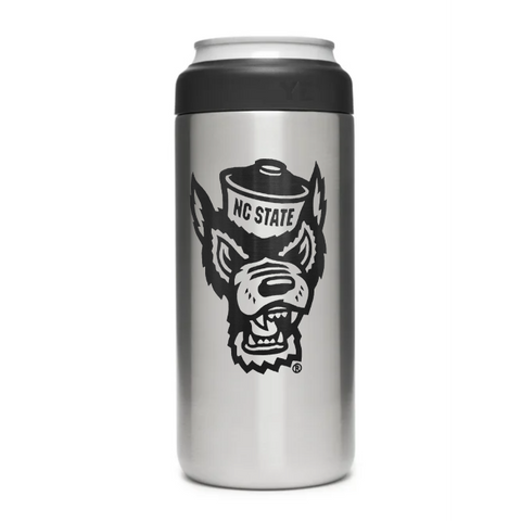 NC State Wolfpack Yeti Silver Wolfhead 12oz Slim Can Colster