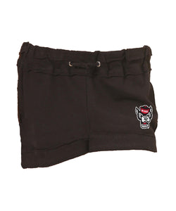 NC State Wolfpack Youth Girl's Black Wolfhead Shorts