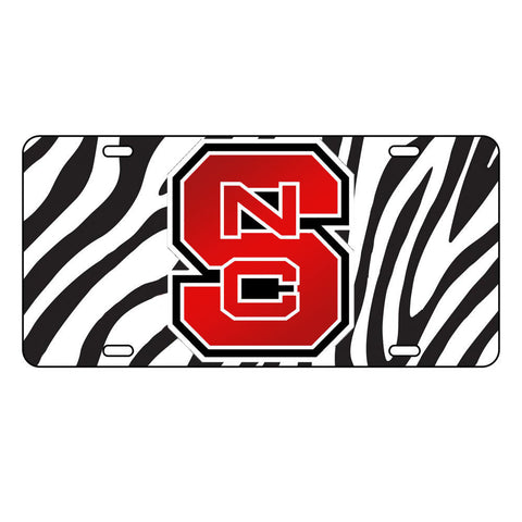 NC State Wolfpack Zebra Red Block S License Plate